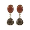 Image 1 : Carnelian And Smoky Semi Precious Stones, Gold Plated Stelring Silver Post Earrings, 1.3&Quot;