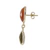 Image 2 : Carnelian And Smoky Semi Precious Stones, Gold Plated Stelring Silver Post Earrings, 1.3&Quot;