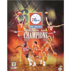 Clemon Johnson Signed Philadelphia 76Ers 16X20 Photo Collage 1983 NBA Champions W/ 6 Signatures