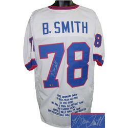 Bruce Smith Signed Buffalo Bills White TB Prostyle Jersey W/ Embroidered Stats