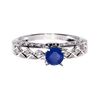 Image 1 : 14K White Gold Sapphire Solitaire Ring