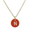 Image 1 : Enamel Initial Disc On Gold Plated Sterling Silver Chain