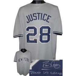 David Justice Signed New York Yankees Gray Pro Style Jersey 2000 WS Champs