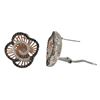 Image 2 : Rose And Black Over Sterling Silver Flower With CZ Post Clip Earrings- 21M