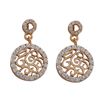 Rose Plated Sterling Silver Filigree CZ Post Earrings, 0.78"