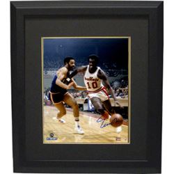 Earl Monroe Signed Baltimore Bullets 8X10 Photo Custom Framed (Dribbling Vs Walt Clyde Frazier)- Ste