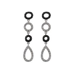 Sterling Silver Post Earrings, Black & White Czs