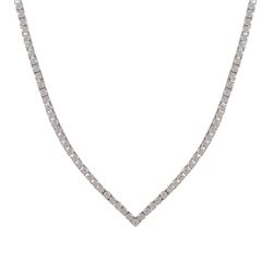 Sterling Silver-CZ V Tennis Necklace