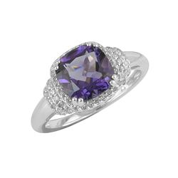 SS AMETHYST / DIAMOND RING - Size 7 (#10189A)