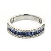 Halfway Diamond Band W/ Sapphires In 14K White Gold | 417322