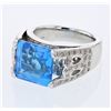 Princess Cut Topaz W/ Pave & Prong-Set Diamond Ring In 18K White Gold | 265951