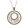Image 1 : Rose And Black Over Sterling Silver, 35Mm Circle, Line Design With Black CZ Pendant Dimensions: 42.7