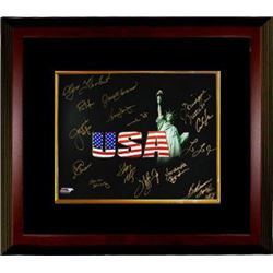 Olympic Winners Signed 16X20 Photo Custom Framed (Black USA) W/ 15 Signatures (14 Gold Medal Winners