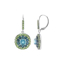 SS SWISS BLUE TOPAZ / LDN BLUE TOPAZ / PERIDOT LEVERBK EARRINGS (#7196MUL1)