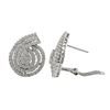 Image 1 : Rhodium Plated Sterling Silver, White CZ Teardrop Spiral Stud Post Clip Earrings Dimensions: 21.8Mm 