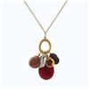 Image 1 : Hot Pink Combination Semi Precious Stones On Gold Tone Brass Chain -16
