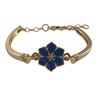 Image 1 : Cobalt Blue Enamel 12Mm Flower, Gold Plated Brass Bangle Bracelet, 5.5