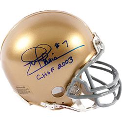 Joe Theismann Signed Notre Dame Fighting Irish Riddell Mini Helmet CHOF 2003