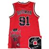 Image 1 : Dennis Rodman Signed Chicago Bulls Red Adidas Swingman Jersey Worm- Steiner Hologram