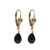 Gold Filled Heart Lever Back Earrings With Hanging Black 6X9mm CZ Teardrop, 1.14"