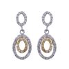 Image 1 : Sterling Silver Two Tone Double Oval CZ Post Earrings -0.91