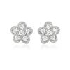 Prong-Set Diamond Flower Earrings In 14K White Gold | 405236