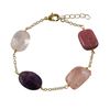Image 1 : Cherry Quartz And Amy Combination Semi Precious Faceted Stones On Gold Plated Brass Chain Bracelet, 