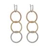 Image 2 : Tri Color Sterling Silver CZ Three Rings Lever Back Earrings, 1.65&Quot;