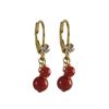 Image 1 : Red 6Mm And 4Mm Semi Precious Balls Dangling, Gold Plated Surgical Steel Lever Back With White Cryst