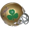 Image 1 : Derrick Mayes Signed Notre Dame Fighting Irish Green Shamrock Logo Mini Helmet All American