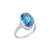 Image 1 : SS SWISS BLUE TOPAZ / DIAMOND RING - Size 7 (#9622SW)
