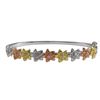 Image 1 : Tri Color Flowers With White CZ Center Silver Color Brass Bangle, 42Mm