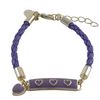 Image 1 : Purple Enamel Bar With Purple Hearts Purple Cord Bracelet Brass, 6" 1"