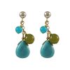 Image 1 : Turquise Semi Precious Stones On Gold Plated Gold Filled Post Earrings, 1.22"