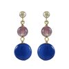 Image 1 : Amy 6Mm Round Ball And Blue Quartz 10Mm Round Flat Semi Precious Stones Dangling, On Gold Plated Ste
