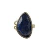 Image 1 : Lapis/Lazurite Semi Precious Faceted Stone With CZ Border, On Gold Plated Sterling Silver Adjustable