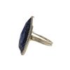 Image 2 : Lapis/Lazurite Semi Precious Faceted Stone With CZ Border, On Gold Plated Sterling Silver Adjustable