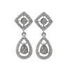 Image 1 : Sterling Silver Post Earrings With Teardrop And Round White CZ, 0.98"