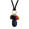 Image 1 : Sodalite (Blue) Combination Semi Precious Stones On Black Suede Chain Necklace -20"