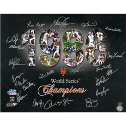 Davey Johnson Signed New York Mets 16X20 Photo (Black) 1986 World Series Champions 21 Signatures