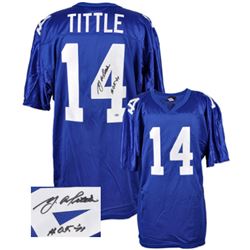 Y.A. Tittle Signed New York Giants Blue Wilson Jersey HOF 71- Tittle Hologram