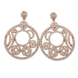 Rose Tone Sterling Silver Post Earrings. Filigree Circle With CZ- 40M