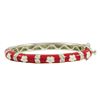 Image 1 : Red Enamel, White Flower-Gold Plated Brass Bangle