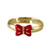 Image 1 : Red Enamel Bow - Gold Tone Brass Ring Size 5 Adjustable