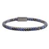 Image 1 : Black & Sapphire Crystal, In Rhodium Over Stainless Steel Mesh Bracelet, 7