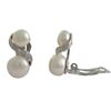 Image 1 : Sterling Silver-White Double Pearl CZ Clip On Earrings-0.91"