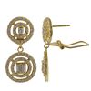 Image 1 : Gold Over Sterling Silver Double Circle Post Clip Earrings, White Czs