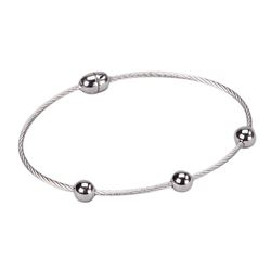 Silver Tone Stainless Steel Magnet Bracelet With 3 Balls