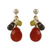 Image 1 : Carnelian Semi Precious Stone Gold Filled Post Earrings-0.87"