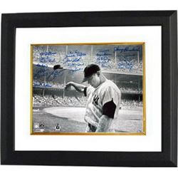 Tony Kubek Signed New York Yankees B&W 16X20 Photo Custom Framed Mickey Mantle Teammates W/ 21 Signa